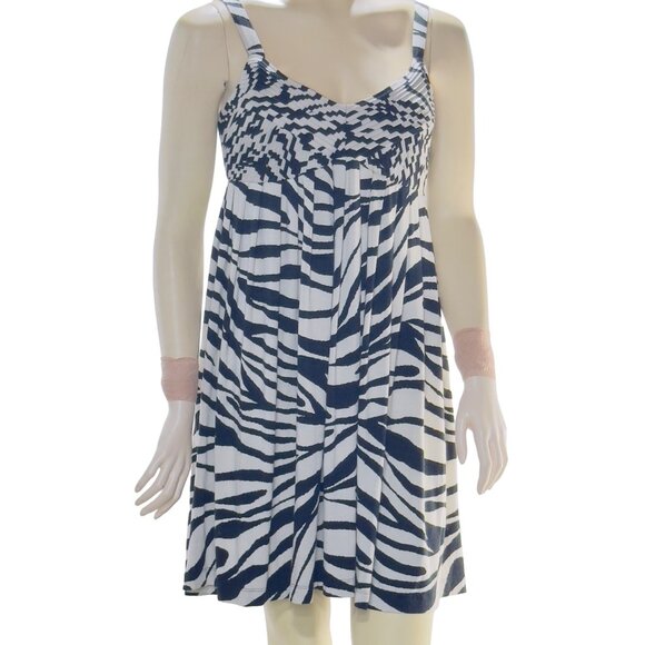 ND NEW DIRECTION Women's Dress B&W Zebra Print Empire Waist Tufted Flowy Size 4 - Picture 3 of 11